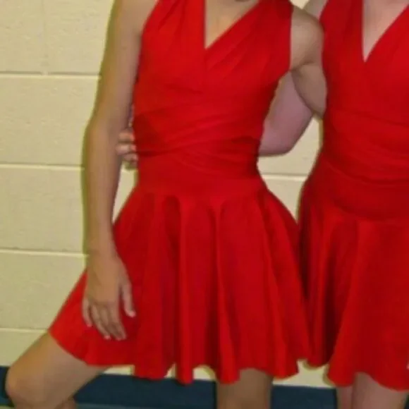 MotionWear Red Plunge Dress Medium Child 8-10