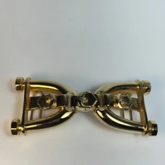 Belt Buckle Vintage Interlocking Horseshoe Gold Tone Statement Mimi di N‎ Signed