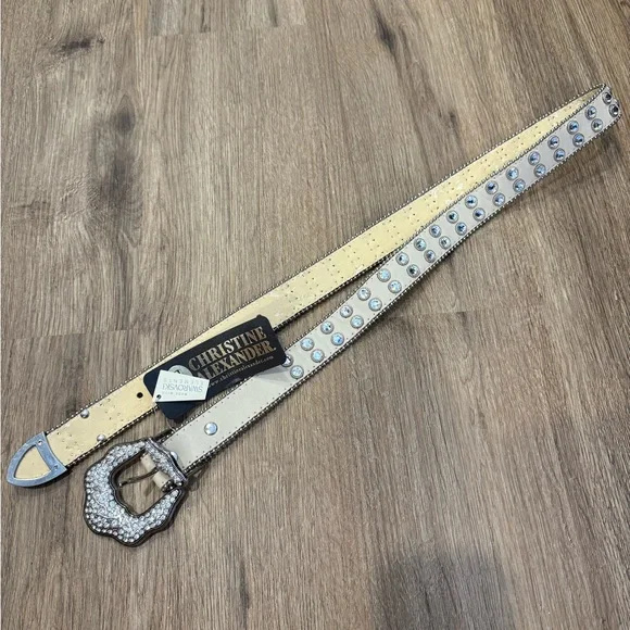 Christine Alexander Cream Belt‎ with Silver Accents