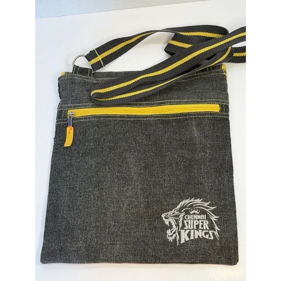Vintage Cricket Messenger Bag Chennai Super Kings CSK Gray Yellow Lion Logo
