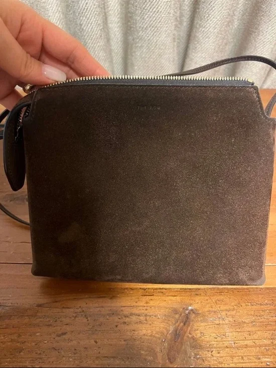 The Row Chocolate Suede Messenger Bag