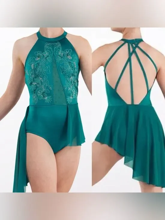 WEISSMAN Elite teal lyrical dance costume Survive 16567 LA-Large adult