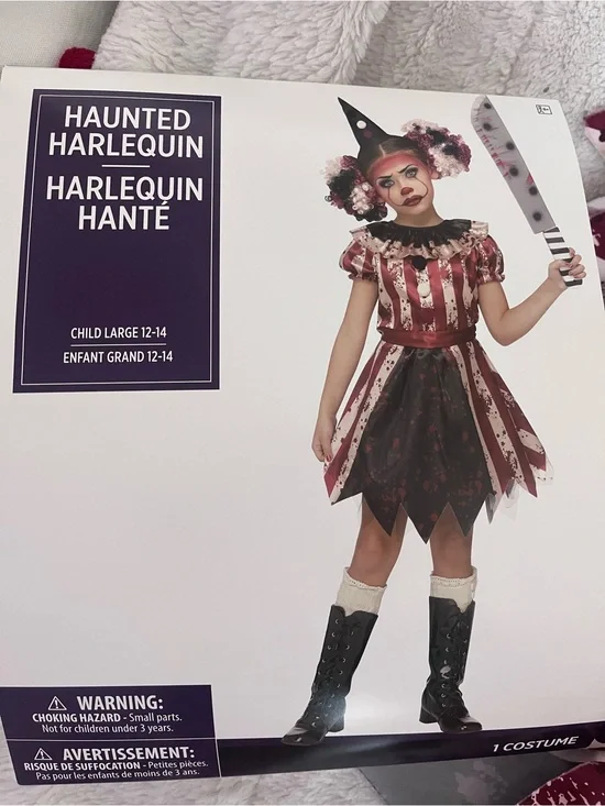 Haunted Harlequin Kids Costume - Red & Black