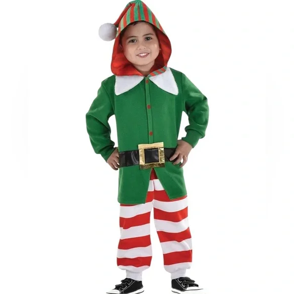 NWT. Elf Zipster - Toddler (3-4) - Adorable Festive Green, White & Red O…