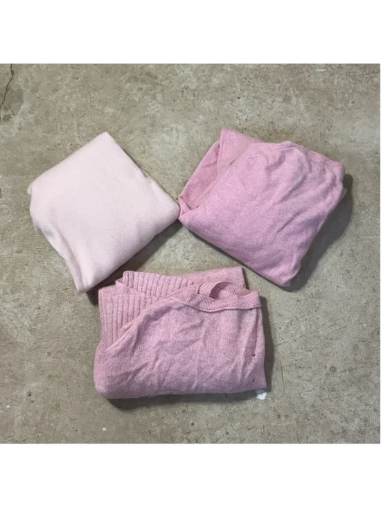 100% Cashmere Sweater Lot Of 3 Pink Cutter Fabric Approx 700g Craft Upcycle