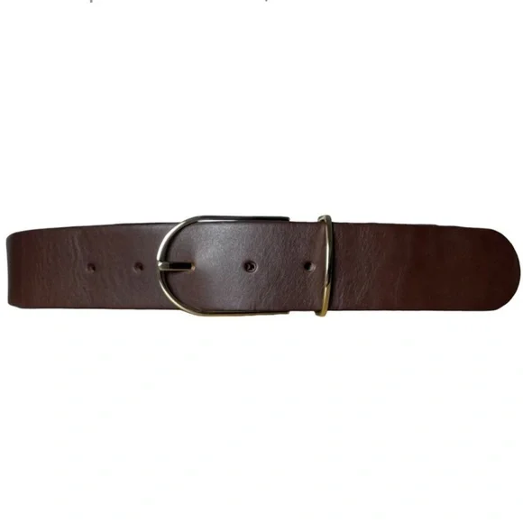 NEW Everlane Leather Belt Women Medium Black Gold Hardware