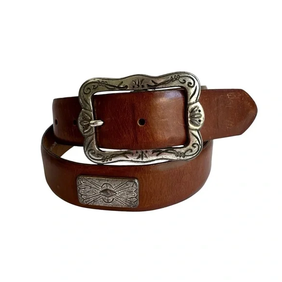 Vintage Y2K Brown Leather Belt‎ Western Boho Womens Large The Ritz Collection