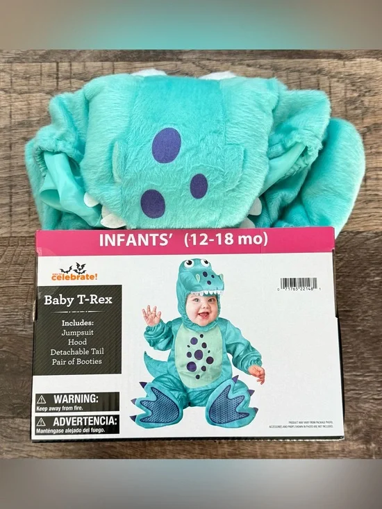 NEW Baby Dinosaur T-Rex Blue Infant Halloween Costume 12-18 Months Unisex