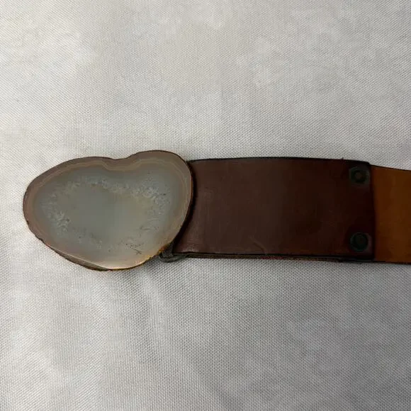VTG‎ The Highwayman Brazilian Agate Buckle Steerhide Leather Belt XXL Western