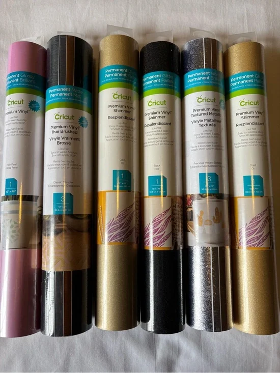Cricut Premium Vinyl Roll Set - Pink, Black, Gold, Silver