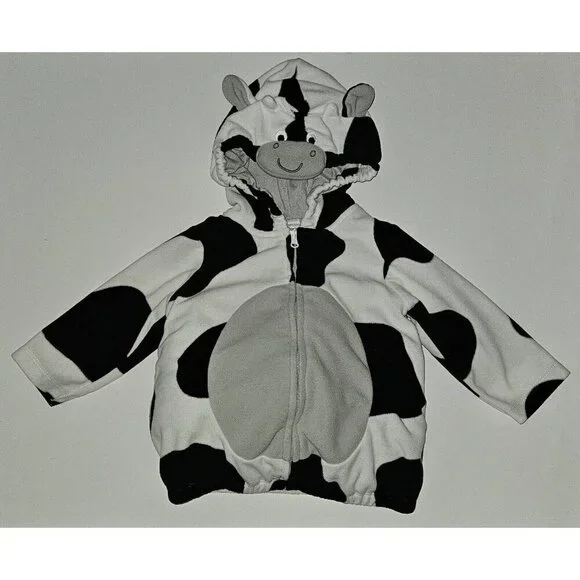 Carter's Black White Cow Halloween Costume Baby 12 Months Hooded JACKET ONLY