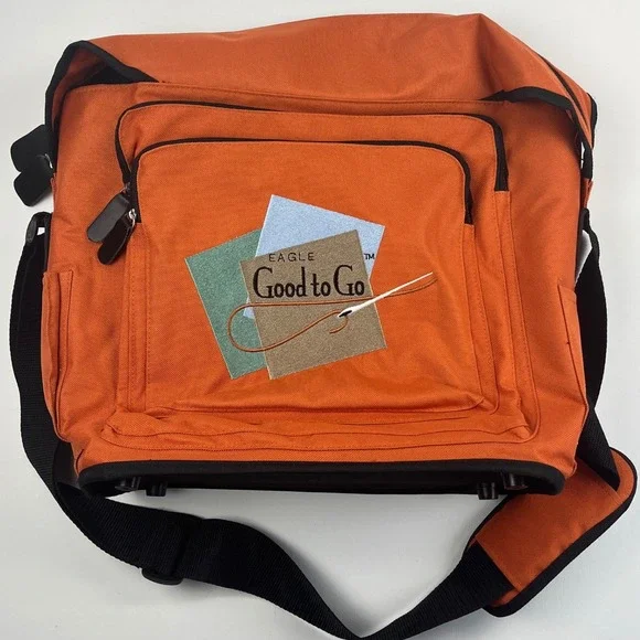 Eagle Good to Go Orange Travel Shoulder Bag Crochet Knitting Pockets Crafting