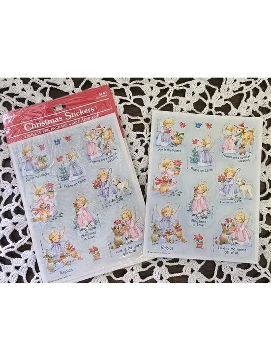 Vintage 1985 Hallmark Ambassador Christmas Stickers, 2 Sheets. Opened Pack