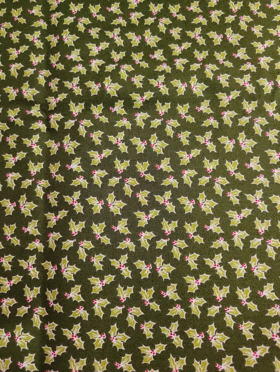 My Childhood Christmas Holly Fabric By Stacey West Buttermilk Basin (0795)