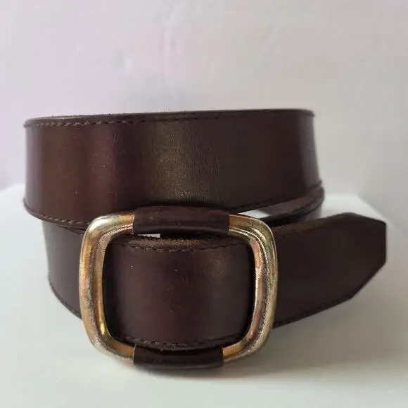 The Limited Italian Leather Western Slide Buckle Brown Cinch Belt Large