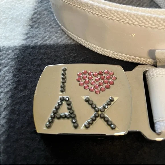 Armani Exchange Jeweled Buckle White Belt Women Size Small