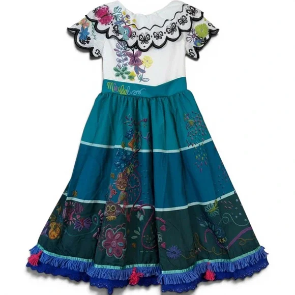 Disney Store Encanto Mirabel Costume Dress Girls Size 7/8 Embroidered Halloween