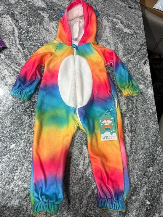 AlvaBaby Rainbow Hooded Kids One-Piece Costume - Multi-Color