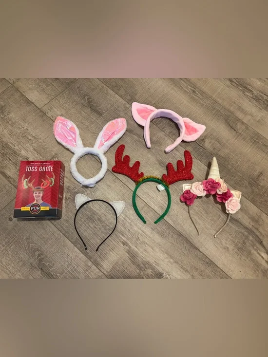 Kids Bunny, Unicorn, Cat & Reindeer Headband Set