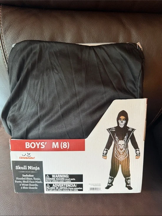 Boys' Black Skull Ninja Costume - Medium (8)