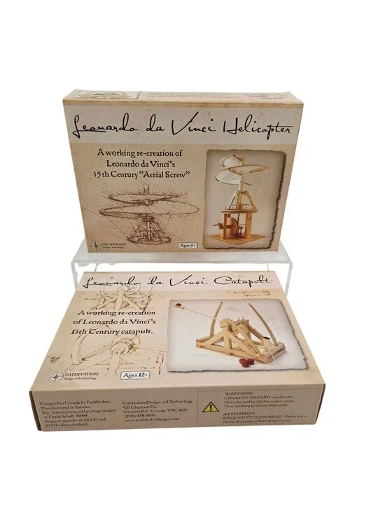 Leodardo da Vinci Catapult And Helicopter Wooden Construction Craft Kits NIB
