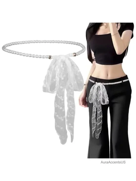 Pearl Lace Waist Chain Belt Body Chain Neck Scarf Multi-Functional Adjustable