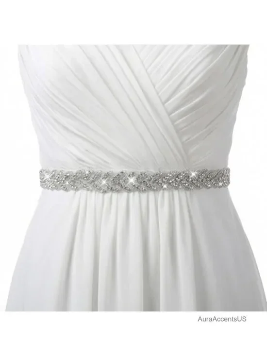 Sparkly Rhinestone Belt for Women Dress Wedding Party Crystal Sash Adjustable