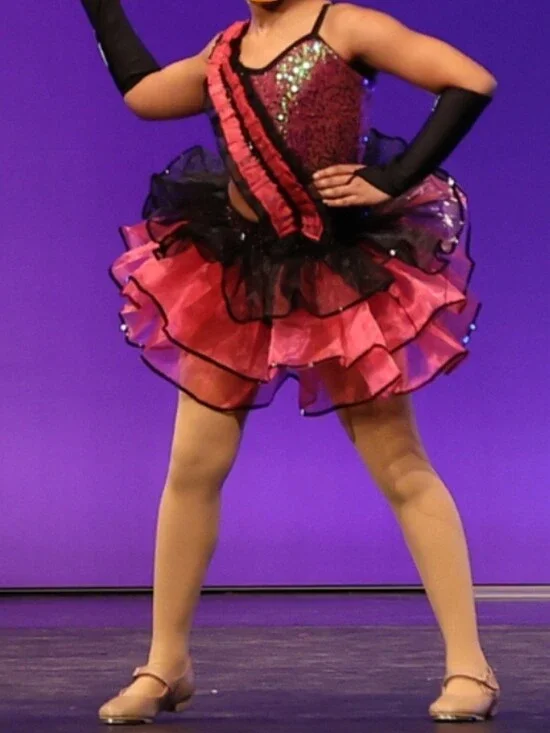 Kids Pink and Black Ruffled Dance Costume - Brand
