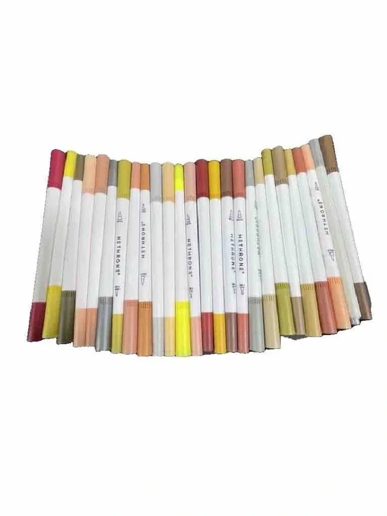 Hethrone Set of 22 Dual-Tip Neutral Tone Markers - Assorted Beige, Brown, Peach