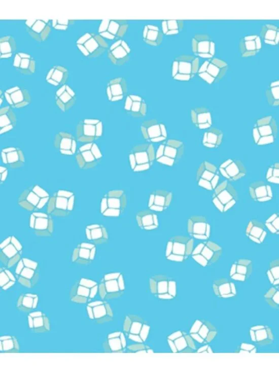 2 Yds Happy Hour 5318-55 Ice Cubes Blue Maria Kalinowski Cotton Benartex Fabric