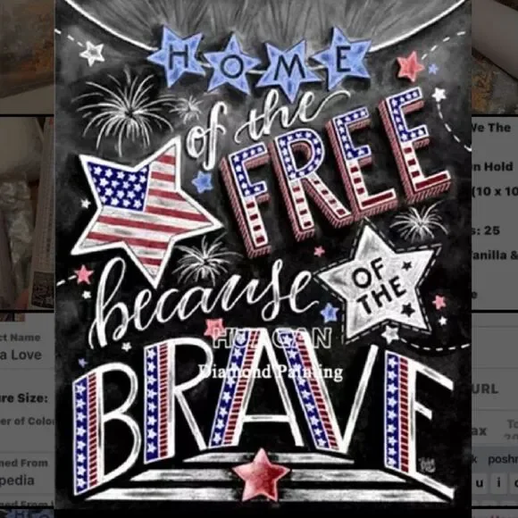 HOME OF the Free Because of the Brave diamond painting
