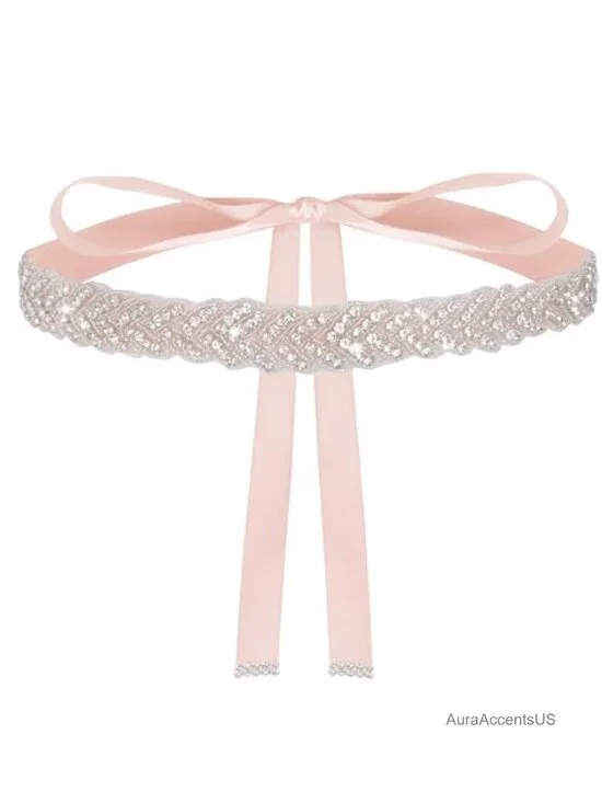 Rhinestone Wedding Waist Belt Satin Sash Adjustable Fashion Belt