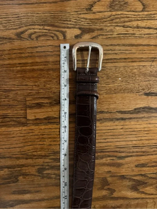 Vintage Brown Croc and Silver Wide Buckle Embossed Leather Belt