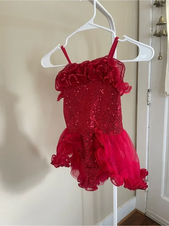 Girls Red Sparkle Tutu Dance Costume