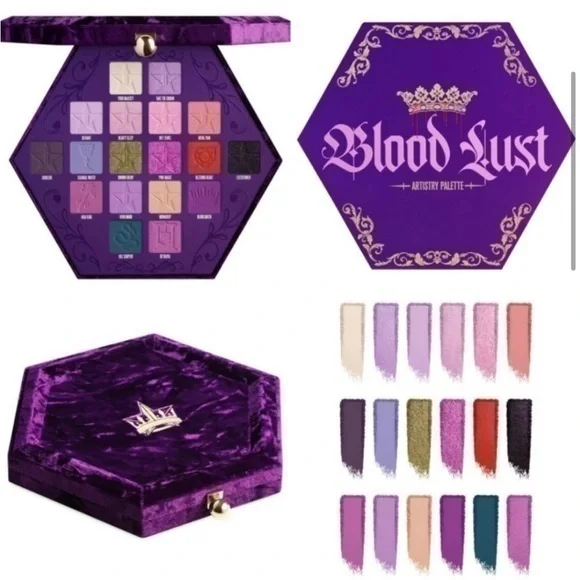 Jeffree Star  Blood Lust Artistry Palette high end jewelry box velvet and gold