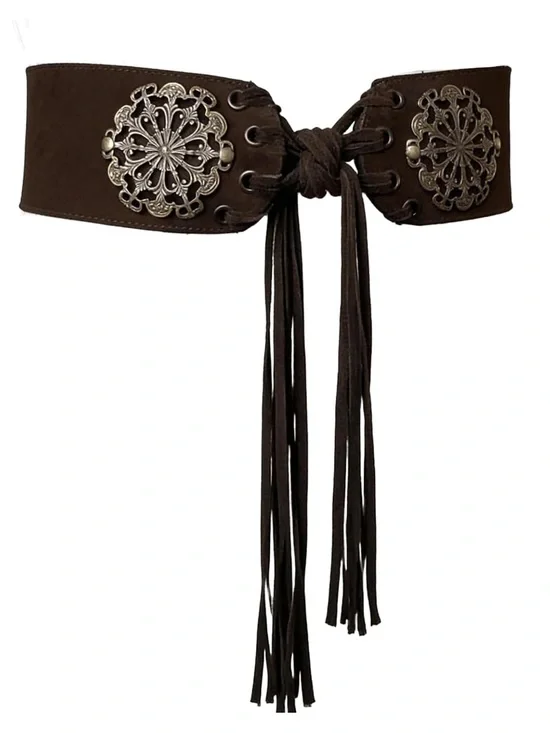 Vintage Western Suede Cinch Belt with Tassel 3.15