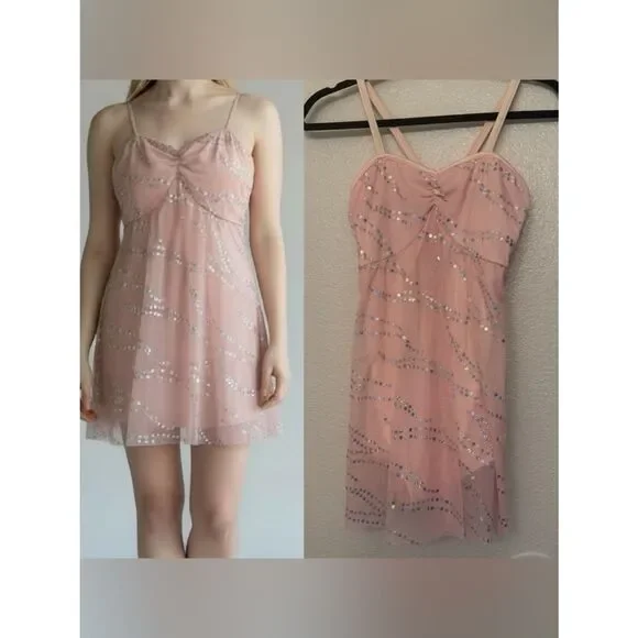Art Stone Dance Costume pink mesh slip dress lyrical 2380 MA-Medium adult