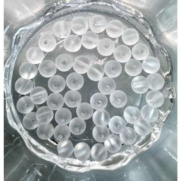50pcs Beads for Jewelry Matte White Glass Beads #22184