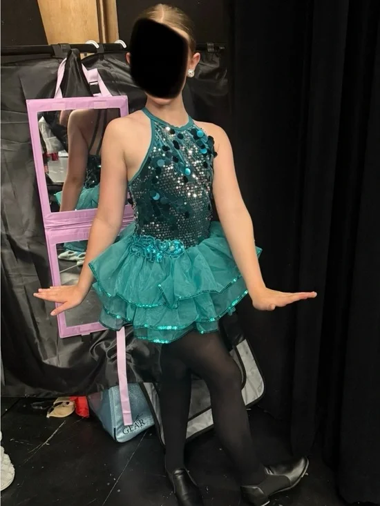 Weissman Teal Sequin Tap Costume Child Large
