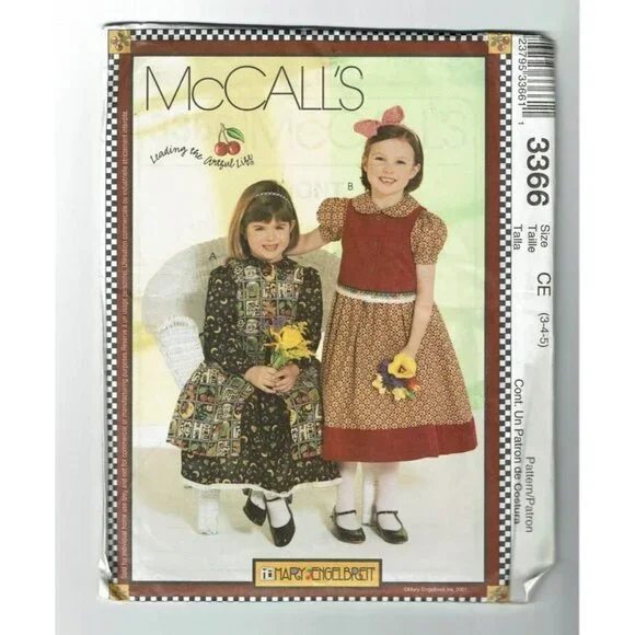 McCall's Sewing Pattern 3366 Girls Dresses‎ Pinafore Vest Size 3-5