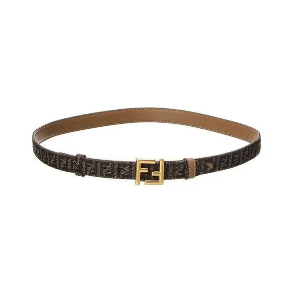 Fendi Ff Reversible Jacquard & Leather Belt