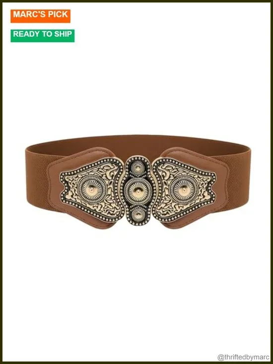 Wide Elastic Stretch Vintage Antique Retro Buckle Belt