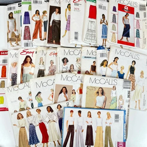 VTG 24pc Sewing Pattern Lot McCalls Simplicity Butterick Skirts Pants Shorts 90s