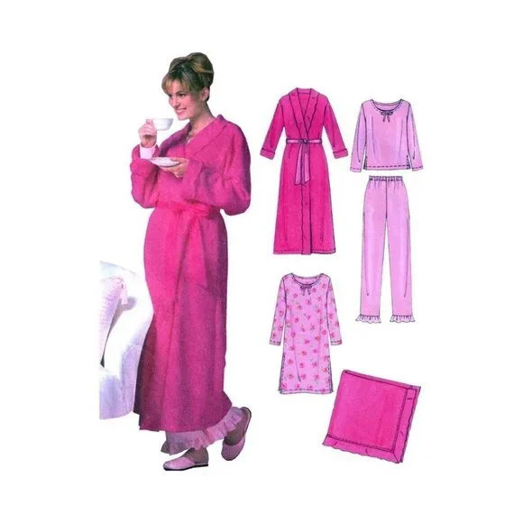 McCalls Sewing Pattern 4720 Robe Top Gown‎ Pants Blanket Size XS-MED UNCUT