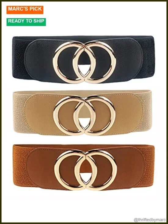 Elastic Wide Waist Cinch Belt for Dresses, Faux Leather