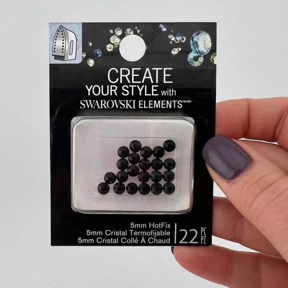 5mm‎ Jet Black Hotfix Rhinestones 22pc Austria Made Craft Crystals