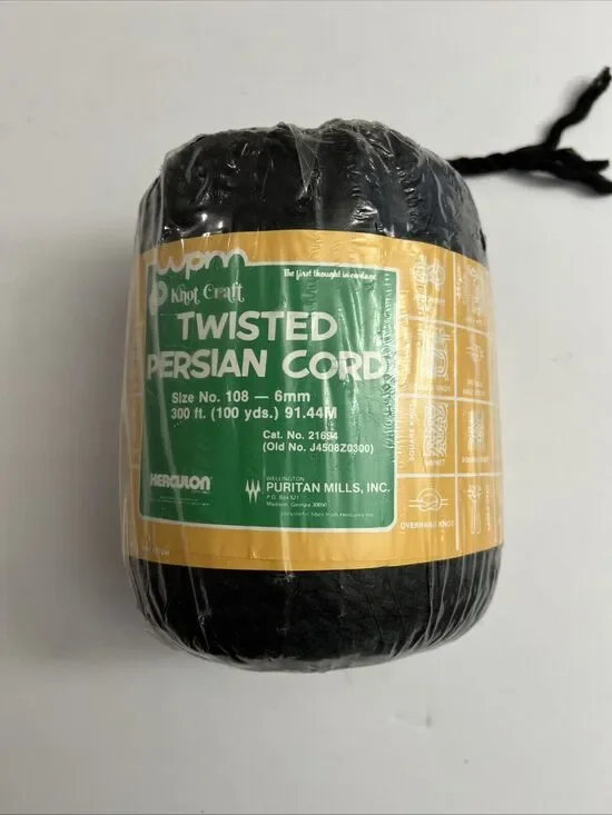 Knot Craft Twisted Persian Cord Macrame 100yd 6mm Herculon Crochet Knit Knotting