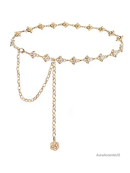 Rhinestone Crystal Chain Waist Belt for Dress Party Gift