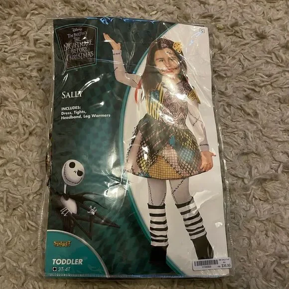 Spirit Halloween Sally Nightmare Before Christmas Costume Disney Toddler Sz 3t4t