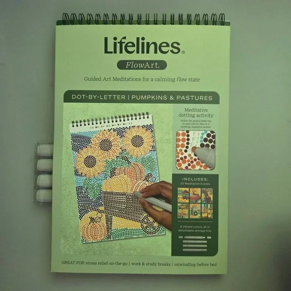 Lifelines FlowArt Dot-By-Letter Pumpkins & Pastures Art Meditation Kit 8 Markers